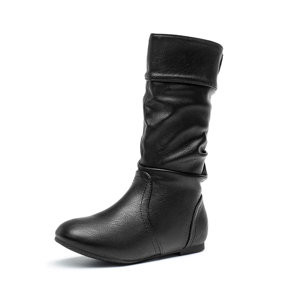 Girls Knee High Boots - BLACK PU -  0